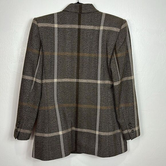 Kasper For A.S.L. Vintage Wool Blend Plaid Single Breasted Blazer Size 10 - Picture 5 of 11
